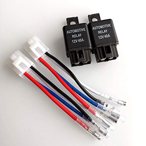 Gebildet 2pcs Car Relay Harness 12V 40A 4 Pin SPST Harness Sockets with Color-Labeled Wires for Automotive Truck Motorcycle Boat