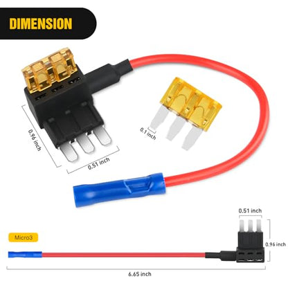 Nilight 2 Pack Micro3 Add-a-Circuit Fuse Tap Adapters 12V 5A - color: 2Pcs Micro3