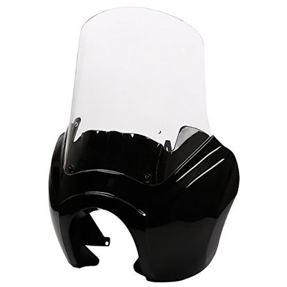 TCMT Front Fairing + 15" Windscreen Fits For Harley Dyna Street Fat Bob Wide Glide (Gloss Black+Clear) - color: Gloss Black(Clear Shield), size: Fairing Kit