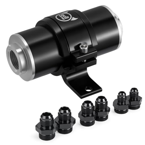 EVIL ENERGY Inline Fuel Filter 100 Micron with 6AN 8AN 10AN Adapter&Bracket Clamp 50MM Universal
