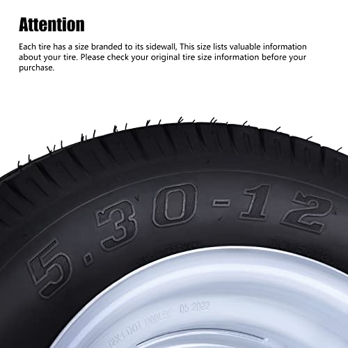 5.30-12 5.30x12 530-12 5.30-12 Trailer Tires with 12" Rims, 5 Lug on 4.5", Load Range C, 6PR - size: 530-12, style: 5 Lug