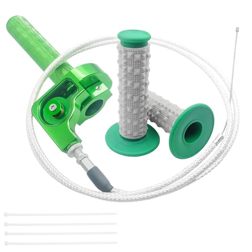 Motorcycle Throttle Assembly,7/8" Quick Twist Throttle Grips with Throttle Cable Aluminum Alloy Universal for CRF KLX SSR TTR 110 125 150 250cc Dirt Pit Bike ATV Mini Bike - color: Green
