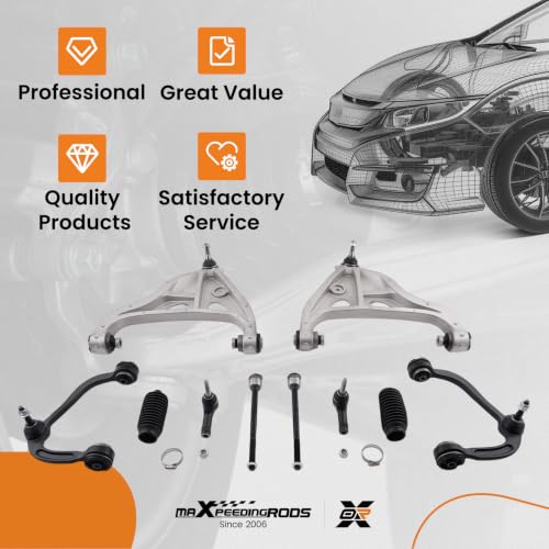 maXpeedingrods 4WD 10Pcs Front Upper & Lower Control Arms w/Ball Joints for 2004-2008 Ford F-150 2006-2008 Lincoln Mark LT, 2 Tie Rods 2 Boots OE#K80308 K80403 - size: 10PCS