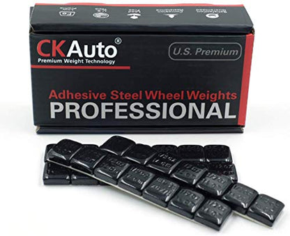 CKAuto 1/2oz, 0.5oz, Steel Adhesive Stick-On Wheel Weights, Black, 63oz Box - color: Black, size: 126PCS