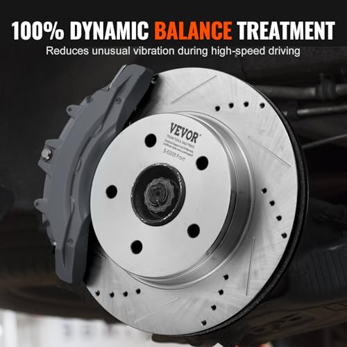 VEVOR Front and Rear Brake Kit for 06-2018 Dodge Ram 1500, 07-2009 Dodge Durango Chrysler Aspen, Drilled and Slotted Brake Rotors Ceramic Brake Pads Replacement, 13.2" Front Rotors 13.9" Rear Rotors - size: S-53005 + S-53006