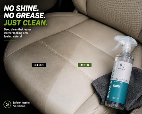 Lithium Hyper Cleanse Car Interior Cleaner - Car Cleaner Interior for Leather, Plastic, Carpet, Vinyl, and Tesla Vegan Leather - Solvent Free Interior Car Cleaner - Car Cleaning Spray (16 Oz)