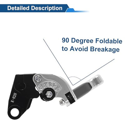 Short/Long Brake Clutch Levers for Kawasaki Ninja ZX6R 636 00-04 - color: Silver Tone Head Black Handle