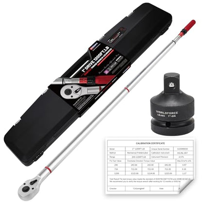 1 Inch Torque Wrench, 24 Tooth Torque Wrench 1'' Drive 200-1000FT.LB/271-1356.7N.M with a Solid Storage Case - size: 1''-1000FT.LB