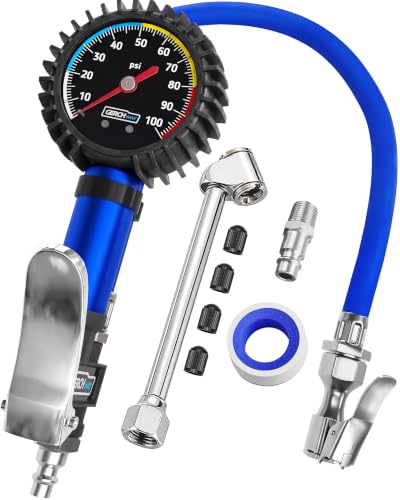 Tire Inflator with Pressure Gauge — Air Chuck with Gauge for Air Compressor - size: Standard (Gauge/Accs.)
