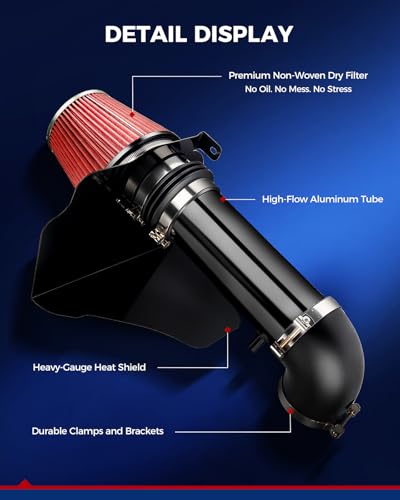 KAX 4" Cold Air Intake Kit for 2006-2010 Dodge Charger - color: Red, size: 2005-2010 300C/Charger V8 5.7L 6.1L Red