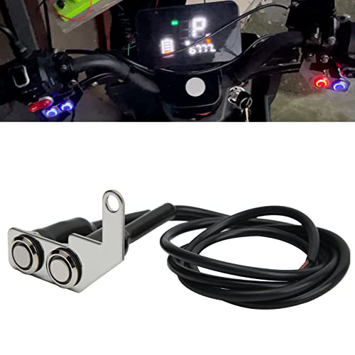Motorcycle Handlebar Switch, LED Headlight Control Button Fog Light ON Off Switch Universal Handlebar Mounted Waterproof Stainless Steel Bracket for ATV Dirt Bike Electric Bike