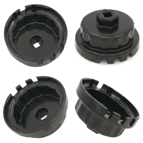 Aluminum Cup Wrench for Removing Toyota Oil Filter Caps, 64mm Flute, Fits 2.5L to 5.7L Engines, Black
