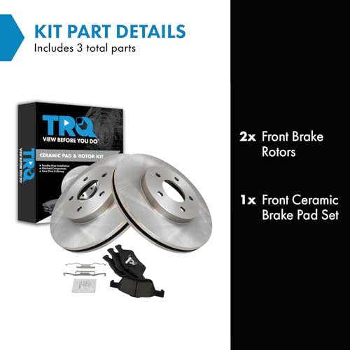 TRQ Front Brake Pad and Rotor Set Ceramic Vented Rotors 11.93 in 5-Lug - style: BKA18535