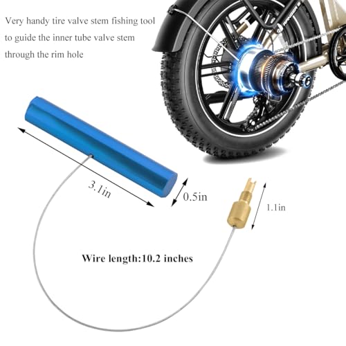 Valve Stem Puller, Tire Repair Fishing Tool Puller with Valve Core Remover, Lightweight Steel Wire Tool for Installing Inner Tubes Rim Locks & Tires on Dirt Bike Motorcycle (Blue) - color: Blue