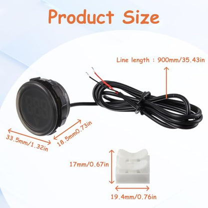 2 Pieces Waterproof DC 4V-100V Voltmeter Gauge (Red) - color: Red, size: Waterproof