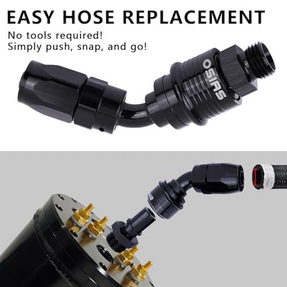10AN 90 Degree Quick Release Fuel Hose Fitting, Snap Lock Swivel Hose End Adapter for High Flow Racing Fuel Systems