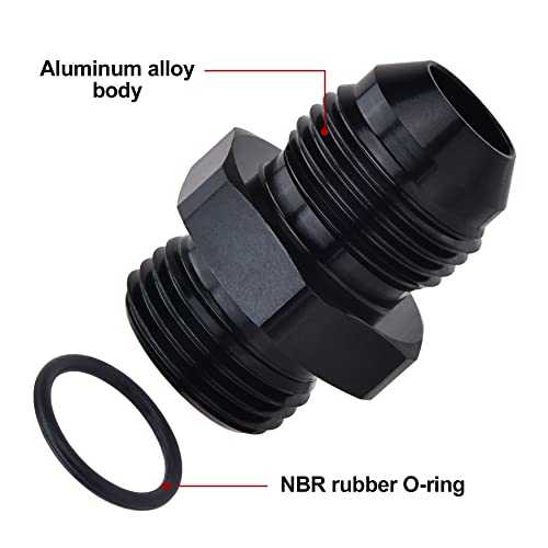EVIL ENERGY 6AN Flare to 6AN ORB Male 2PCS Fuel Rail Adapter Fitting Black - size: 6AN ORB to 6AN