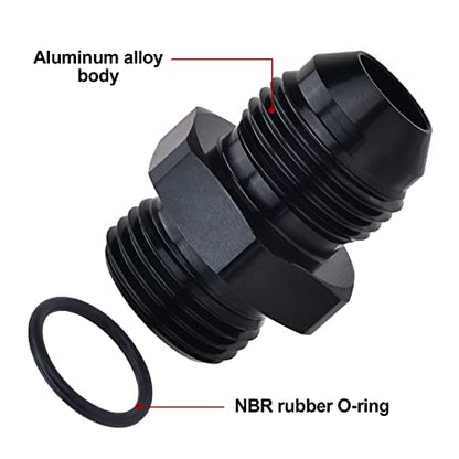 EVIL ENERGY 6AN Flare to 6AN ORB Male 2PCS Fuel Rail Adapter Fitting Black - size: 6AN ORB to 6AN
