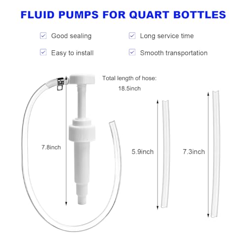 Fluid Pump for Quart Bottles, 8cc Per Pump Stroke Hand Pumps for Standard Quart Bottles, Lower Unit Gear Oil Pumps with Hose for Transfer Gear Oil Transmission Differential Fluid - color: 8CC