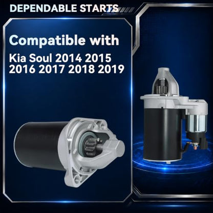 410-40066 36100-2B110 Starter Motor for 2014-2019 Kia Soul L4 1.6L, 2016-2017 Kia Rio, 12V 0.9KW 10 Teeth CW - size: 410-40066