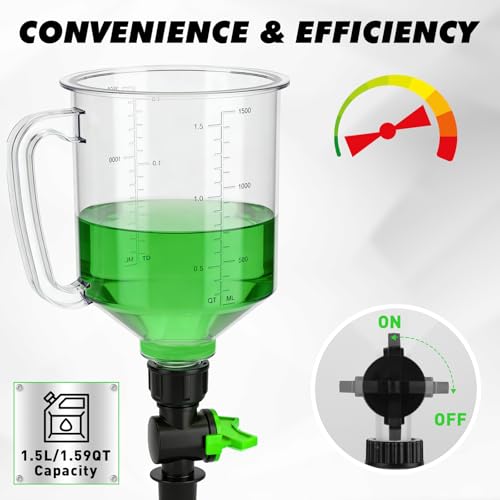 20-Piece Engine Oil Funnel Kit, 1.59QT/1.5L Oil Funnel Set with 12 Adapters, Siphon Hose Pump, Towel, Elbow Fitting, Arrow Screen and Magnetic Storage Hooks Tray, Compatible with GM/Ford/BMW/Audi Etc. - color: Multi-Color