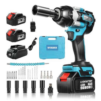 Cordless Impact Wrench, 1180Ft-lbs (1600N.m) Impact Wrench – 1/2 Inch 3-in-1 Impact Gun, 21V High Torque 2500RPM with 2 x 4.0Ah Battery, Brushless Impact Wrench Set for Car/Truck/Mower