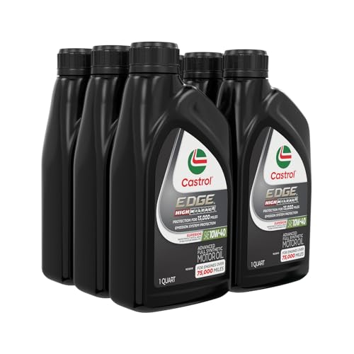 Castrol EDGE High Mileage 10W-40 Advanced Full Syn Motor Oil, 1 Qt, 6 Pack - size: 1 Quart, Pack of 6