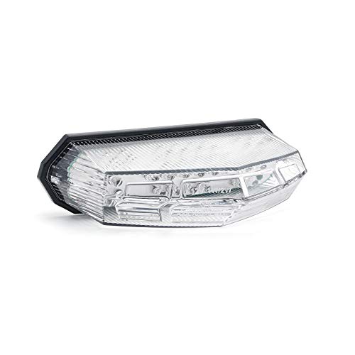 Universal Clear Integrated Motorcycle 25 LED Tail Light with Turn Signal Position Brake-Stop Alert Function for Dirt Bike Buggy Chooper Cruiser ATV(Clear/Stop Alert) - color: Clear/Stop Alert