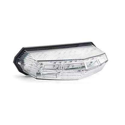 Universal Clear Integrated Motorcycle 25 LED Tail Light with Turn Signal Position Brake-Stop Alert Function for Dirt Bike Buggy Chooper Cruiser ATV(Clear/Stop Alert) - color: Clear/Stop Alert