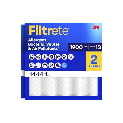 Filtrete 14x14x1 Air Filter, MERV 13, MPR 1900, 2 HVAC Filters - size: 14x14x1