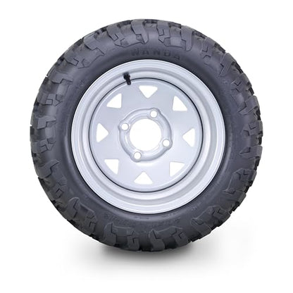 WANDA AT Style Golf Cart Tire Wheel 20x10-12 w/ 4X4" ET-25.4 Silver Rim,PK2 - color: Silver, size: 22X10-12
