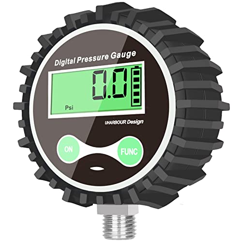 Uharbour Digital Air Pressure Gauge 5-200psi, 1/4" NPT Bottom - size: 5-200PSI