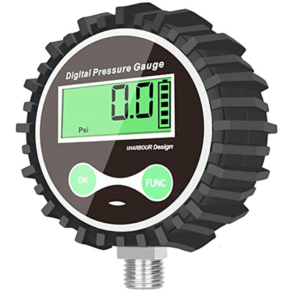 Uharbour Digital Air Pressure Gauge 5-200psi, 1/4" NPT Bottom - size: 5-200PSI
