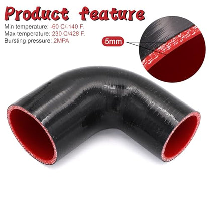 90 Degree Elbow ID 2 to 2.5 inch Silicone Reducer Coupler Hose - size: ID 2-2.5"