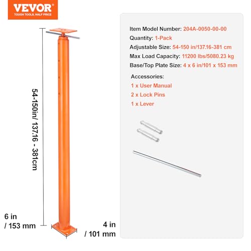 VEVOR House Floor Jack, 54"-150" Height Range 11200 lbs Max Load Capacity - size: 54"-150"