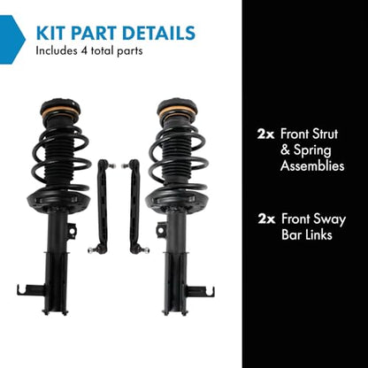 TRQ Front Suspension Kit Complete Strut & Coil Spring Assembly Sway Bar - style: SCA34824