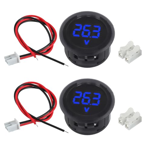 2 Pieces DC 4V-100V Voltmeter Gauge (Blue) - color: Blue, size: Not Waterproof