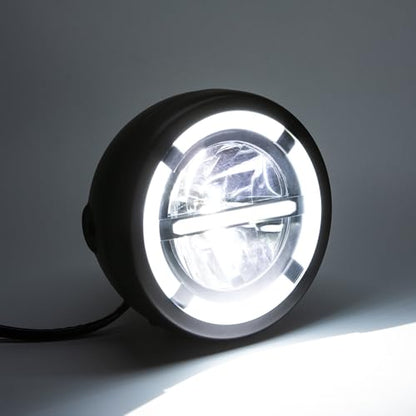 Motorcycle Headlight Assembly, Universal 6.3inch High Low Beam DRL Head Lamp with bracket for Cafe Racer Bobber Chopper