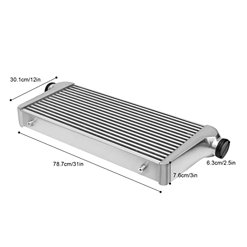 Universal Intercooler Aluminum Intercooler Front Mount 2.5" Inlet & Outlet Direct Replacement for Universal Car Silver (31x12x3" 2.5") - size: 31x12x3" 2.5"