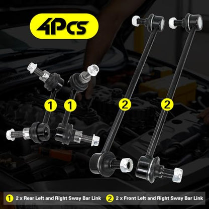 4Pcs Front ＆ Rear Stabilizer Sway Bar End Link Kit, Compatible with 2007-2013 Nissan Altima, 2009-2014 Maxima, 2009-2014 Murano, Replace# K750094, K750095, K750255, K750256