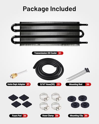 EVIL ENERGY 5/16 in Transmission Oil Cooler Kit, 4 Pass, Black - color: Black, size: 4 Pass
