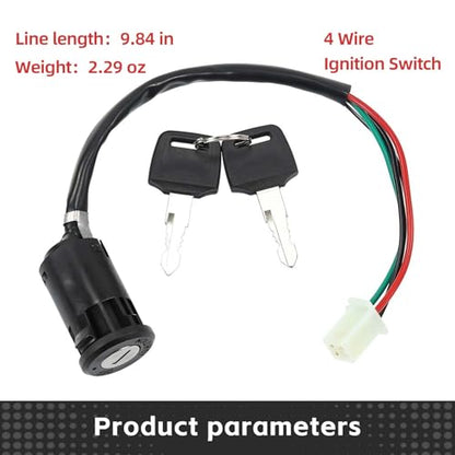 Ignition Switch with Keys 4 Wire for 50cc 70cc 90cc 110cc 125cc 150cc 200cc 250cc Taotao Buyang Coolster Kazuma Sunl Chinese ATV, Apollo Dirt & Quad Bike Go-Kart Motorcycle Switch