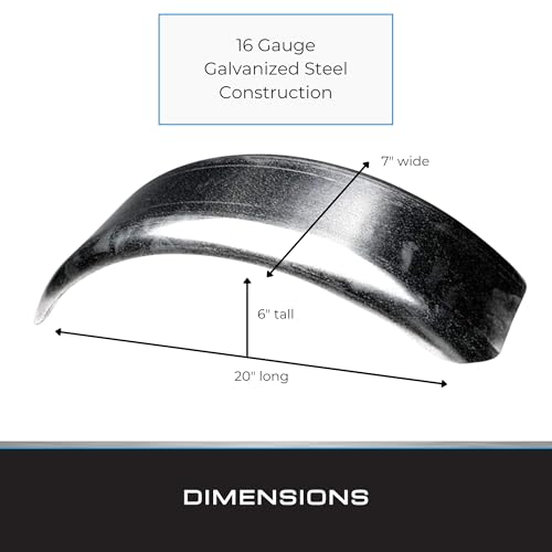 Tie Down Trailer Fenders Single Axle - 16 Gauge Galvanized Steel - 8" Wheel Size - 20" long 7" wide 6" tall (2 Matching Trailer Fenders) - size: 20" x 7" x 6", style: 2 Fenders