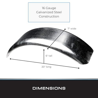 Tie Down Trailer Fenders Single Axle - 16 Gauge Galvanized Steel - 8" Wheel Size - 20" long 7" wide 6" tall (2 Matching Trailer Fenders) - size: 20" x 7" x 6", style: 2 Fenders