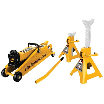 Performance Tool W1619 3 Ton Trolley Floor Jack and Jack Stands Set - style: Industrial