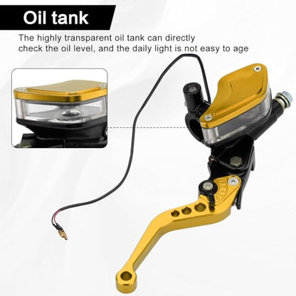 7/8" 22mm Motorcycle Brake Clutch Pump Lever, Gold - color: Gold