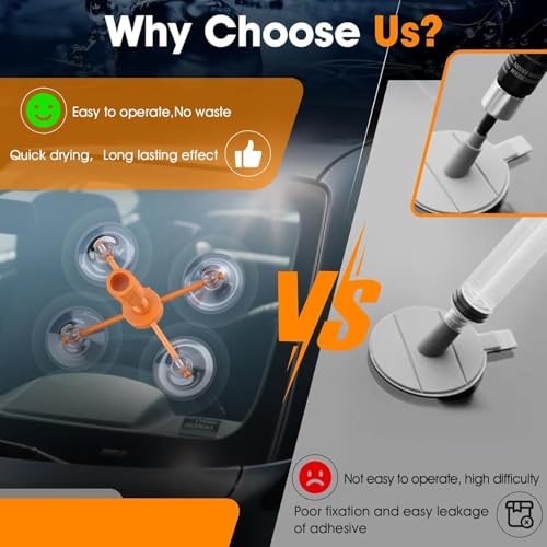 Windshield Chip Repair Kit, 2026 Car Windshield Repair Kit with Suction Cup Stand, DIY Auto Glass Repair Tools for Quick-Fix Bulls Eye Crack & Rock Chip, 2 Packs