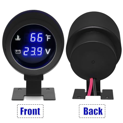 2” Water Temperature & Voltage Gauge Set - size: 2"(52mm) 2-in-1 Gauge