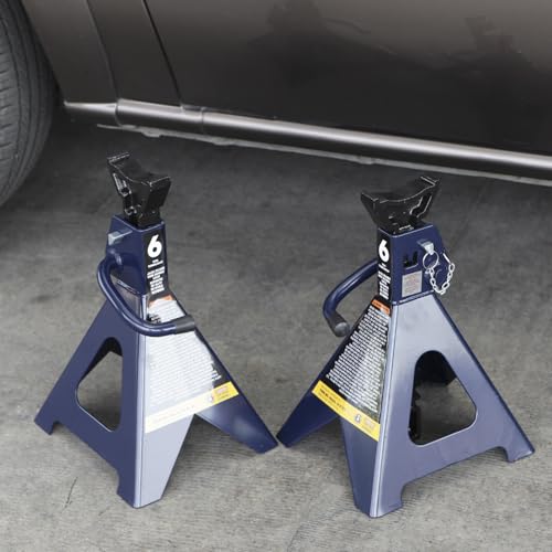 Big RED Jack Stands 6 Ton with Double Locking, 14.2-23.8 inch Adjustable Height for Lifting Cars, SUV, Van, 12000 lb Capacity, 1 Pair - size: 6t double locking blue