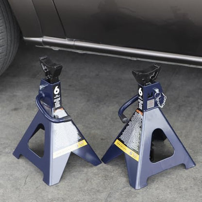 Big RED Jack Stands 6 Ton with Double Locking, 14.2-23.8 inch Adjustable Height for Lifting Cars, SUV, Van, 12000 lb Capacity, 1 Pair - size: 6t double locking blue